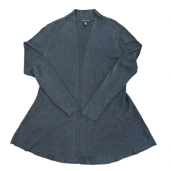 Eileen Fisher Cardigan Organic Linen Blend size medium Casual Minimalist Office - Picture 1 of 5